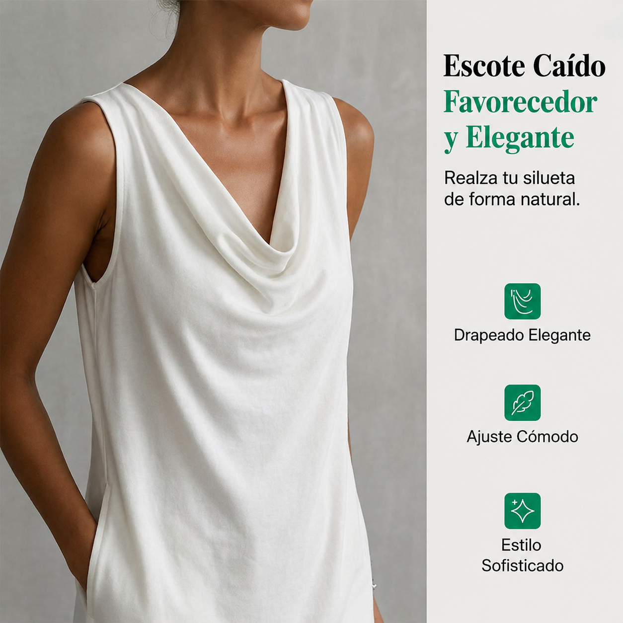 👗 ¡50 % de descuento ahora! ⏰ Elegante vestido entallado con cuello drapeado – Sin mangas, con bolsillos laterales y muy versátil – Caída favorecedora, perfecto para el trabajo o salidas nocturnas – Cómodo y chic ✨🌸
