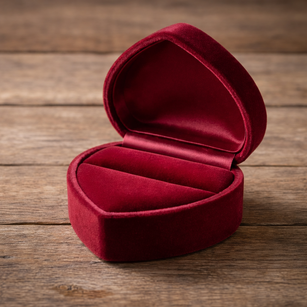 Lujosa caja para anillos en forma de corazón