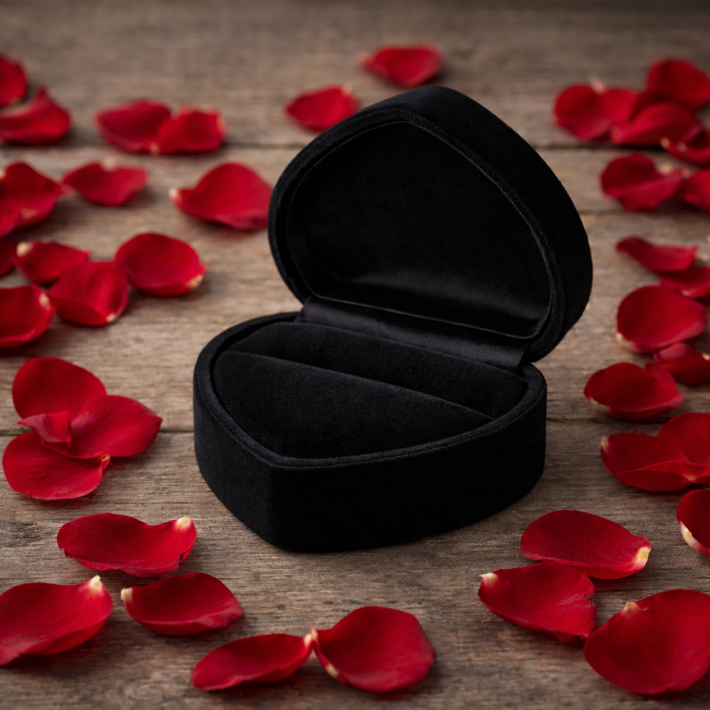 Lujosa caja para anillos en forma de corazón