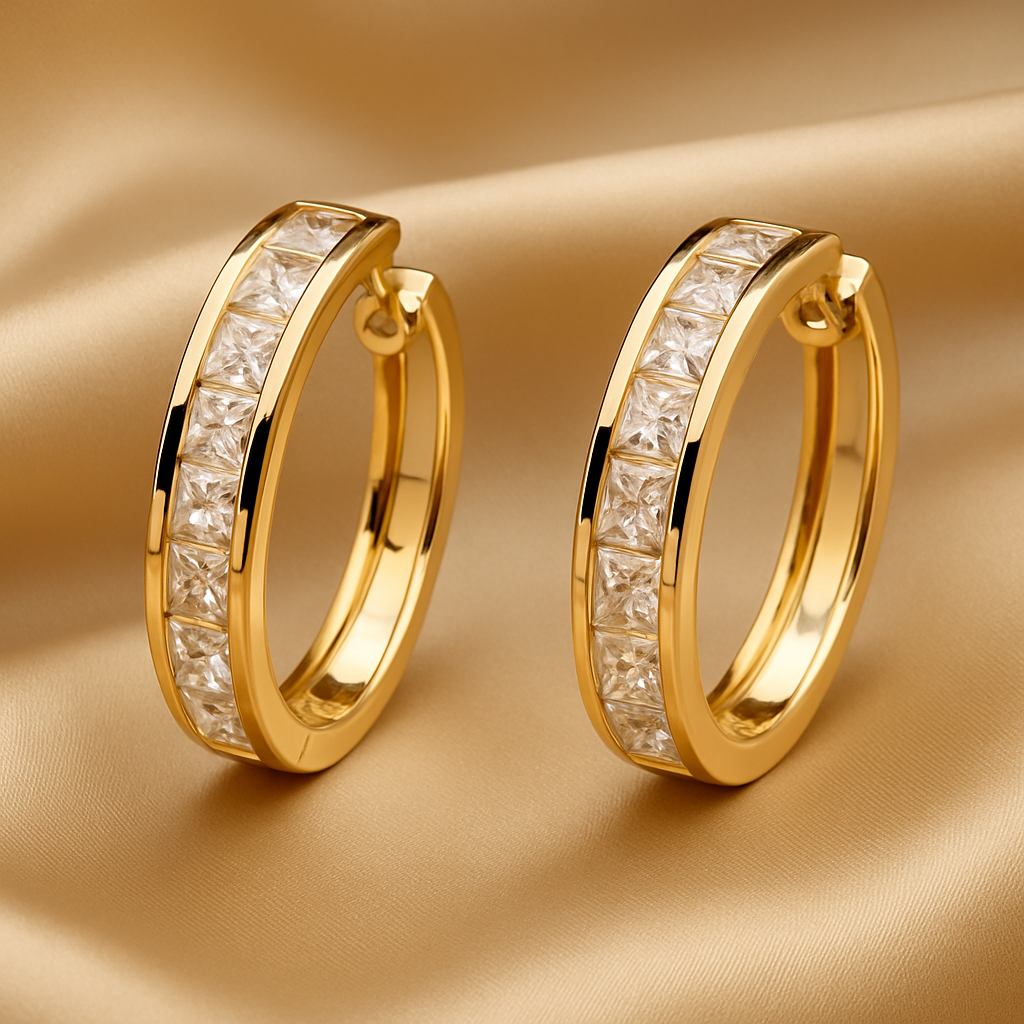 Pendientes de oro de lujo con cristales