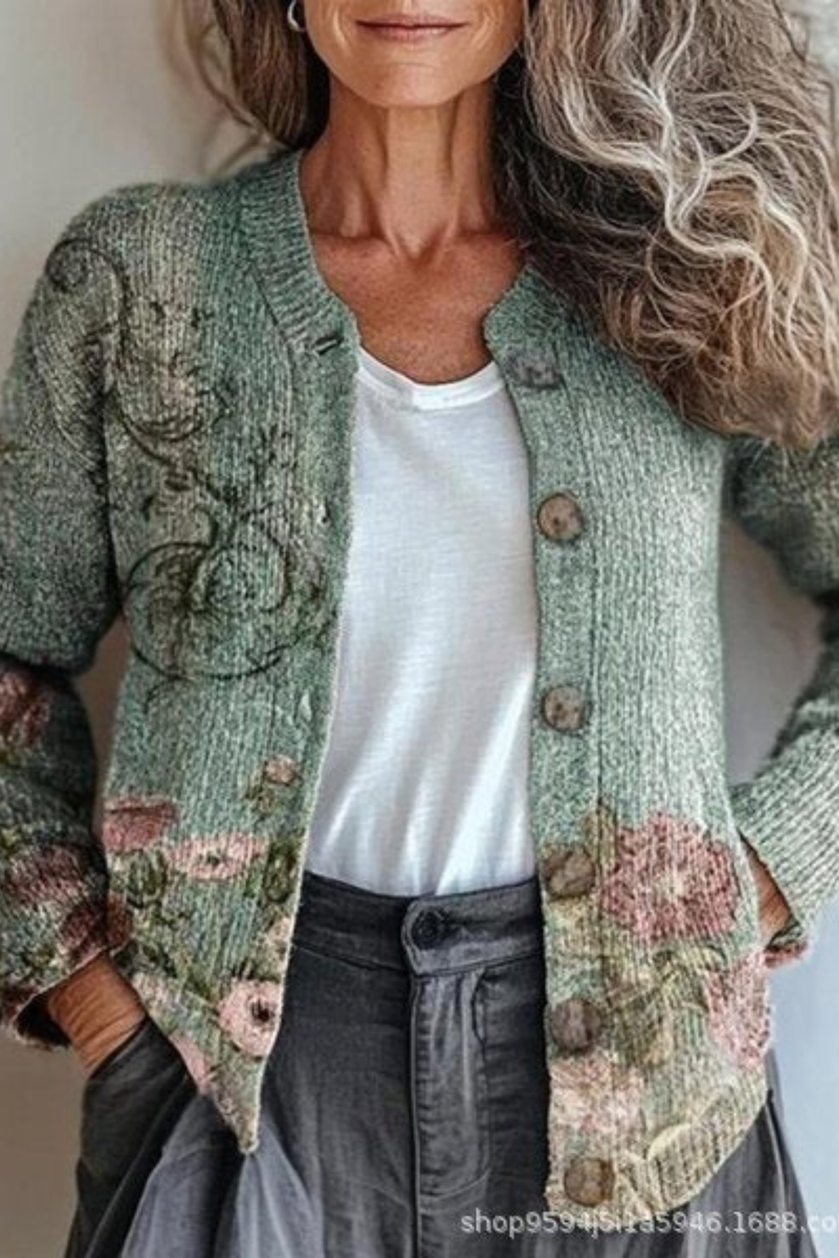 Pétronille™ | Cardigan en maille à patchwork floral