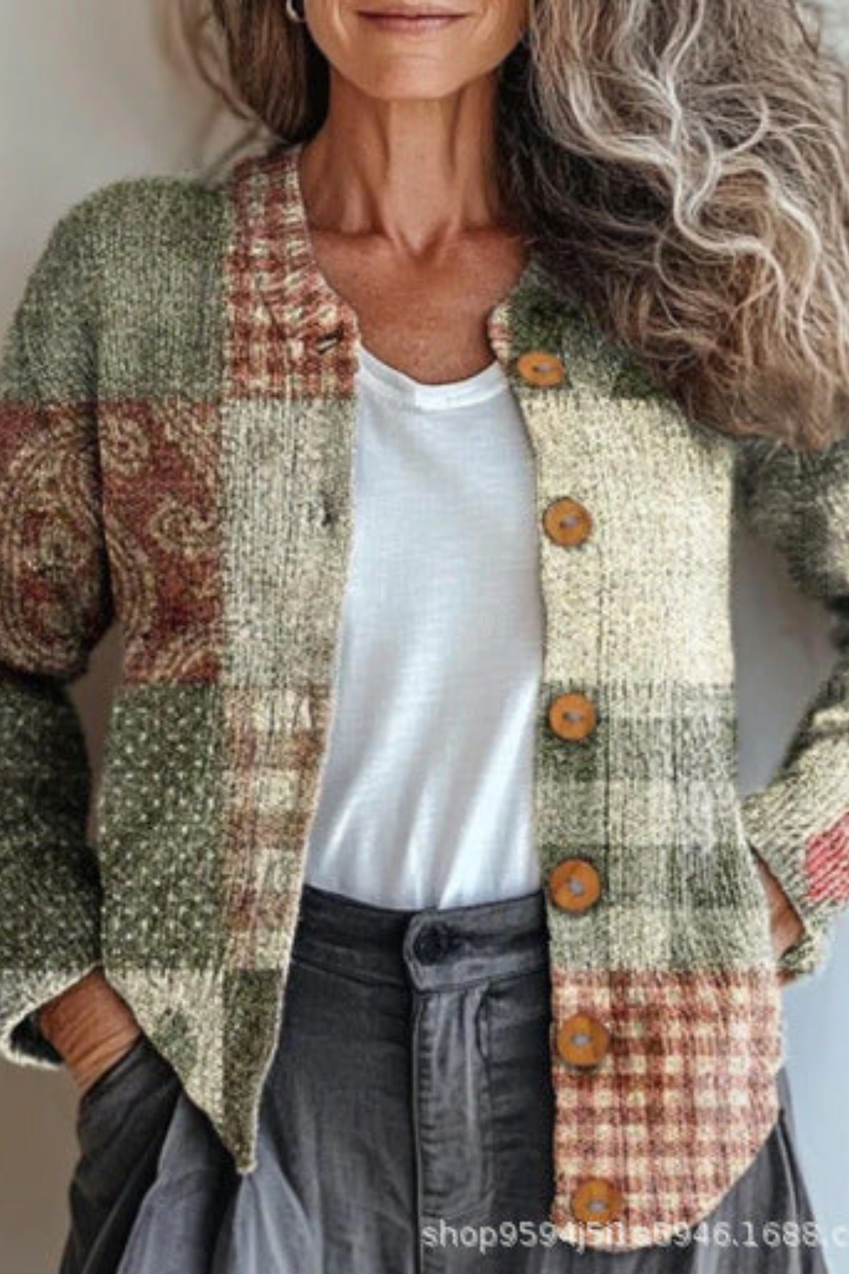Pétronille™ | Cardigan en maille à patchwork floral