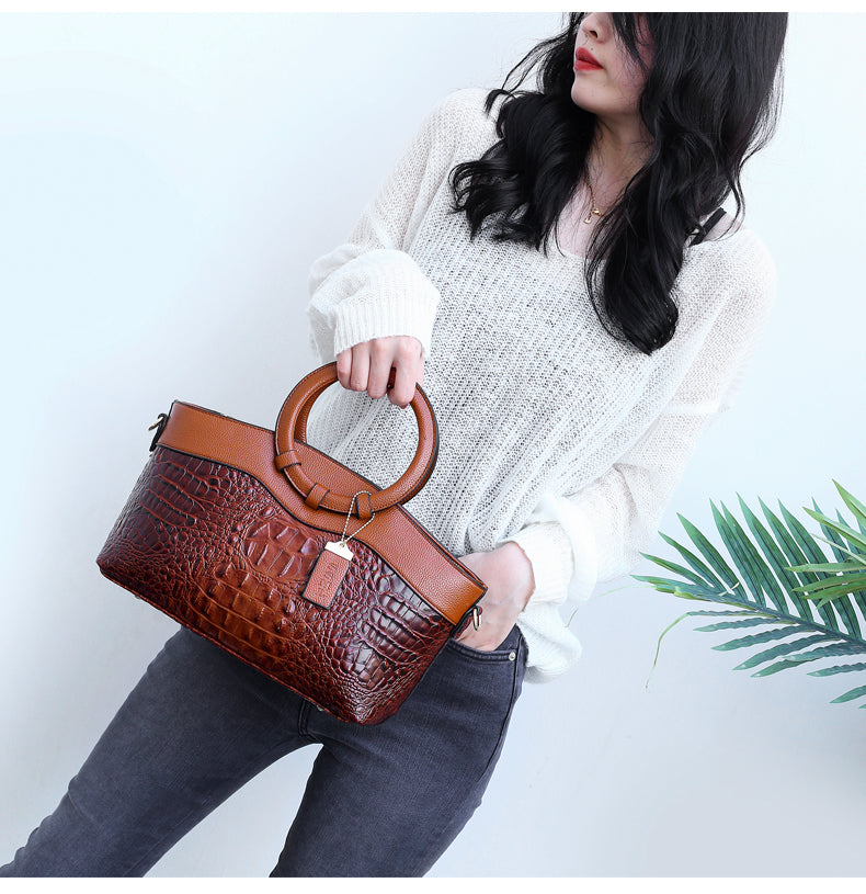 Amalia - Bolsa Bicolor Textura Cocodrilo