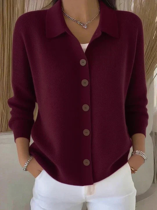 BÉATRICE™ | Cárdigan con cuello y botones
