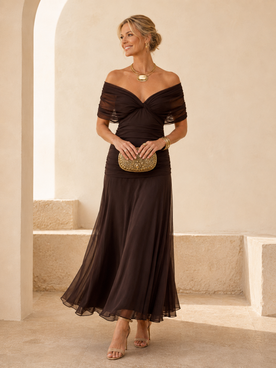 Lydia | Vestido largo con hombros descubiertos