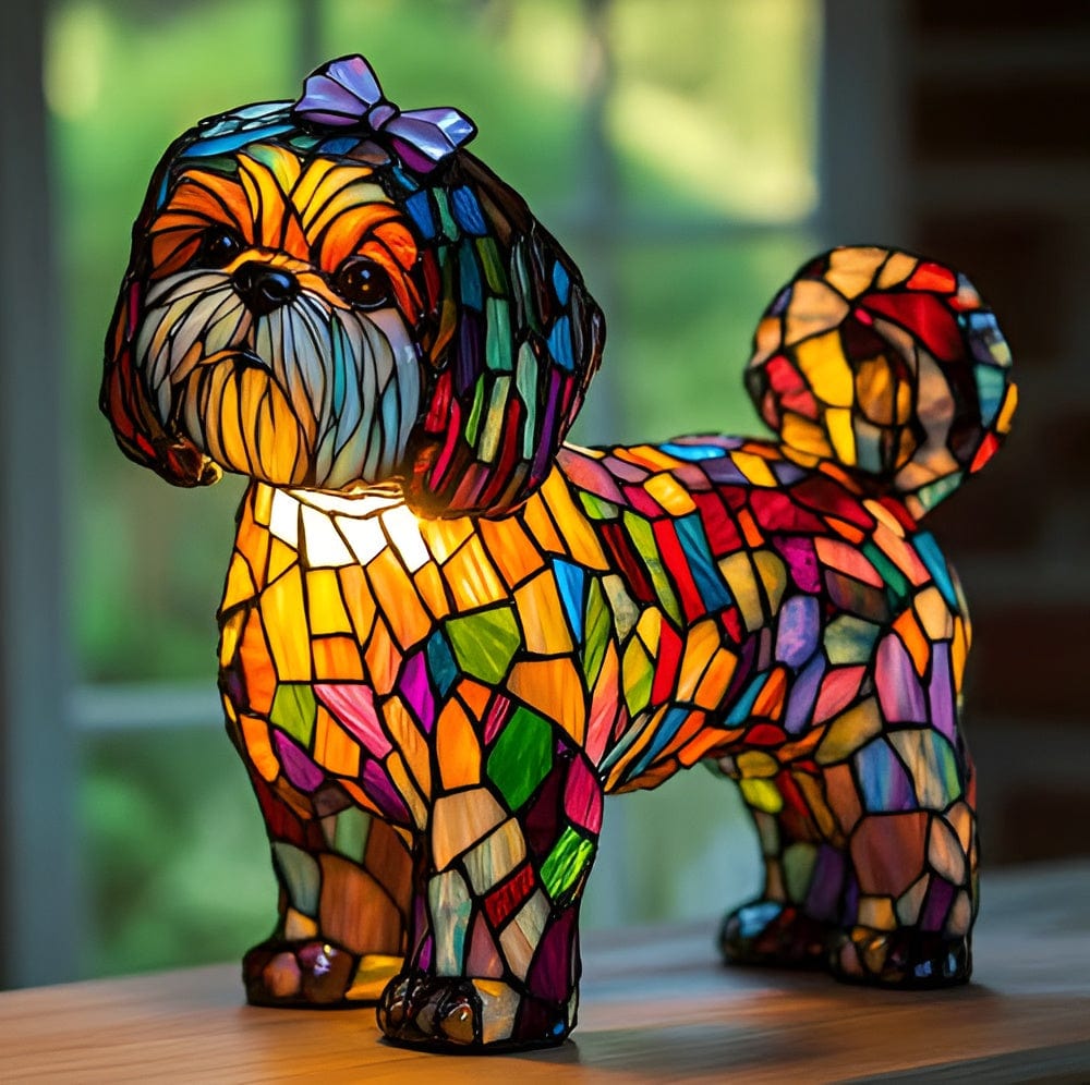 Lampe Glow Shih Tzu avec joli nœud papillon