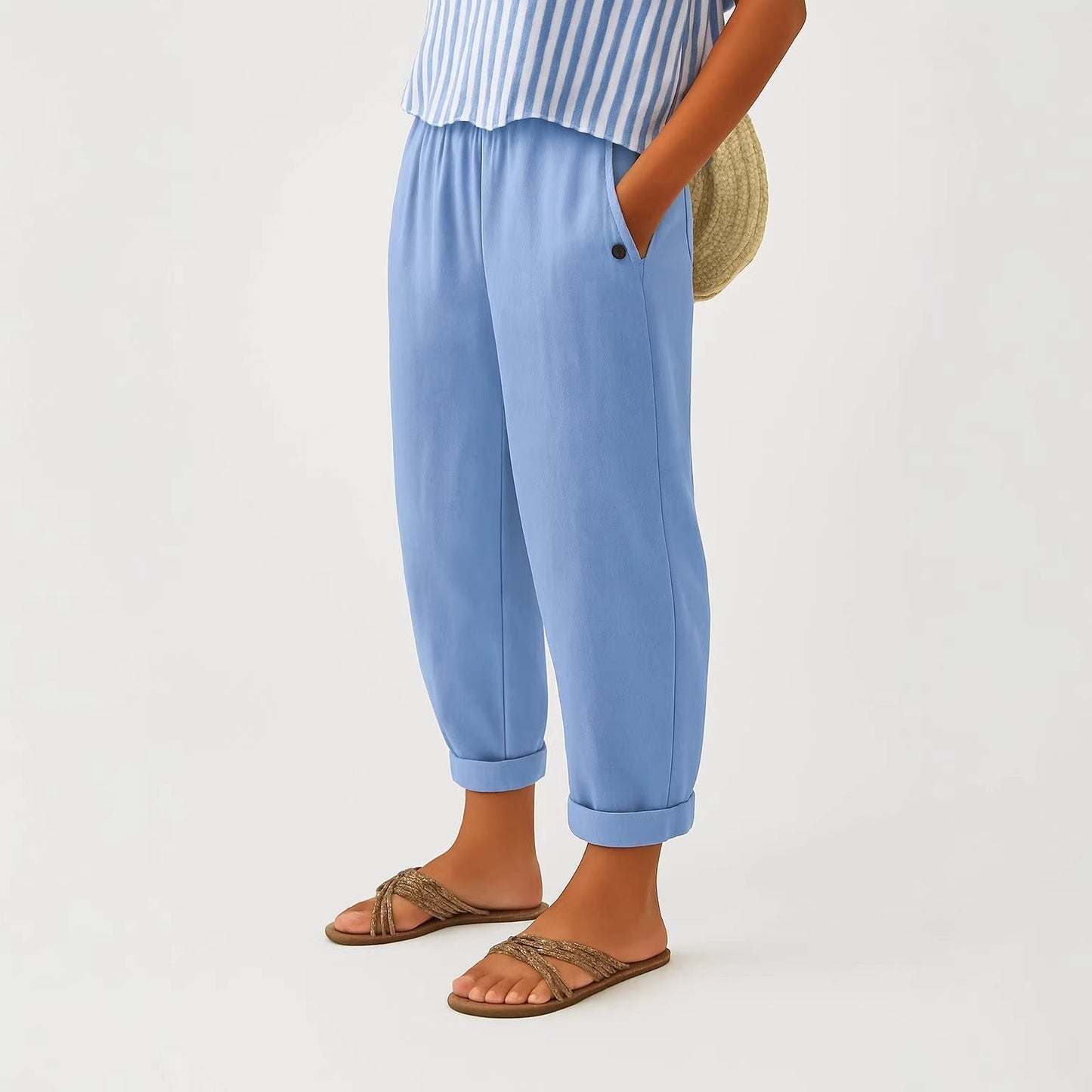 BELLUCCI MILANO | PANTALONES FUSEL EN LINO MISTO PARA MUJERES