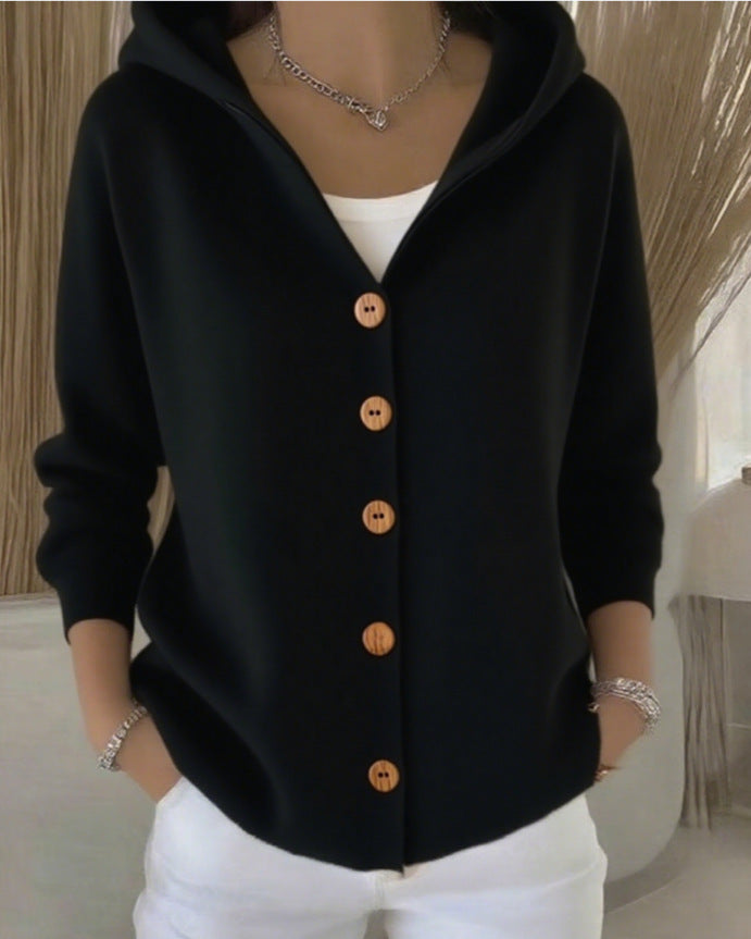 MARGOT™ | Rebeca de punto con capucha y botones
