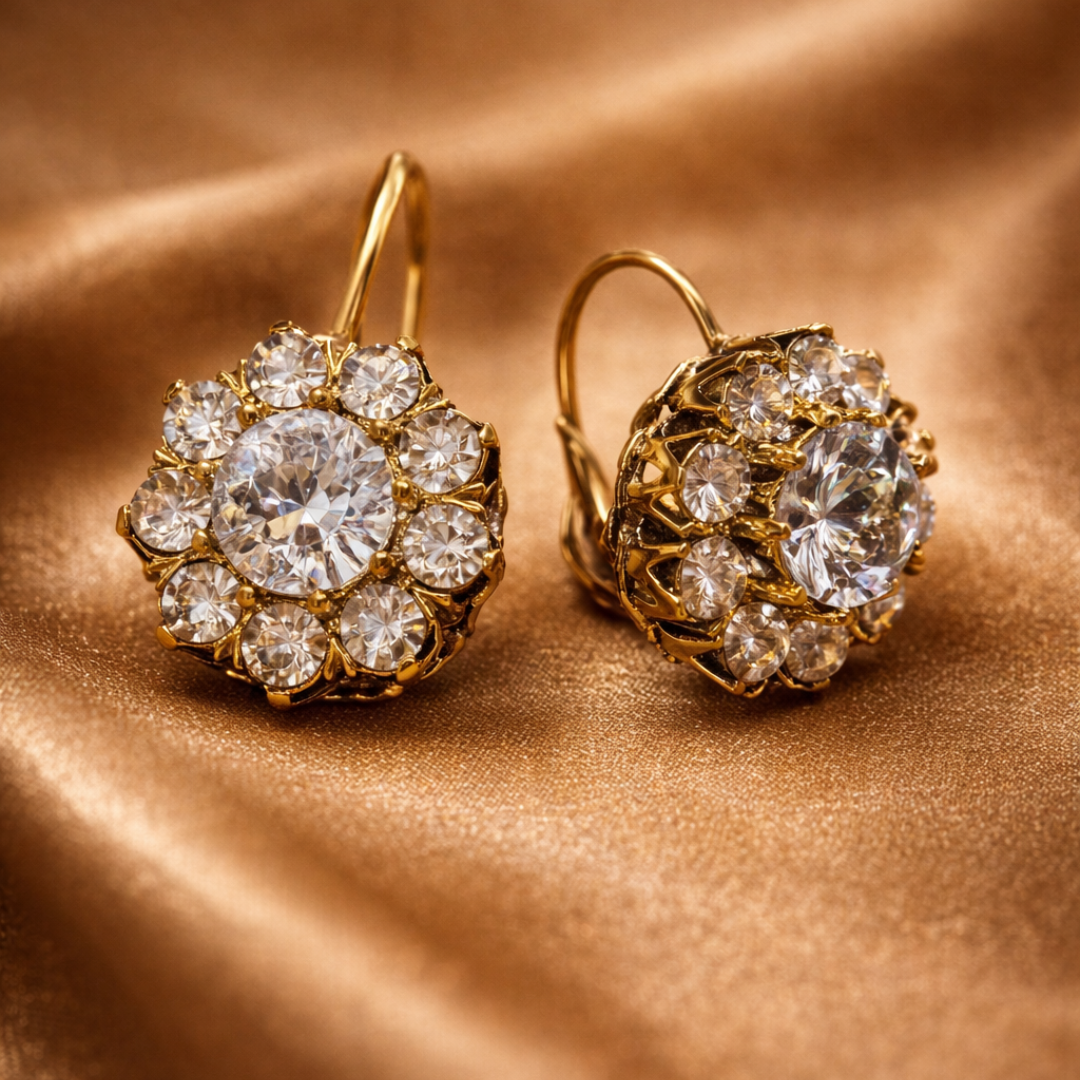 Pendientes vintage de zirconia cúbica de lujo