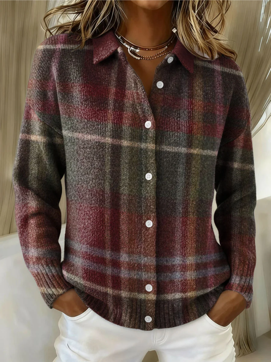 Éléonore | Cardigan classique en maille à carreaux