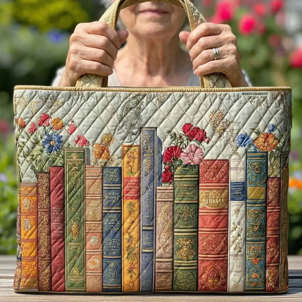 Sac cabas matelassé - Bibliothèque enchantée