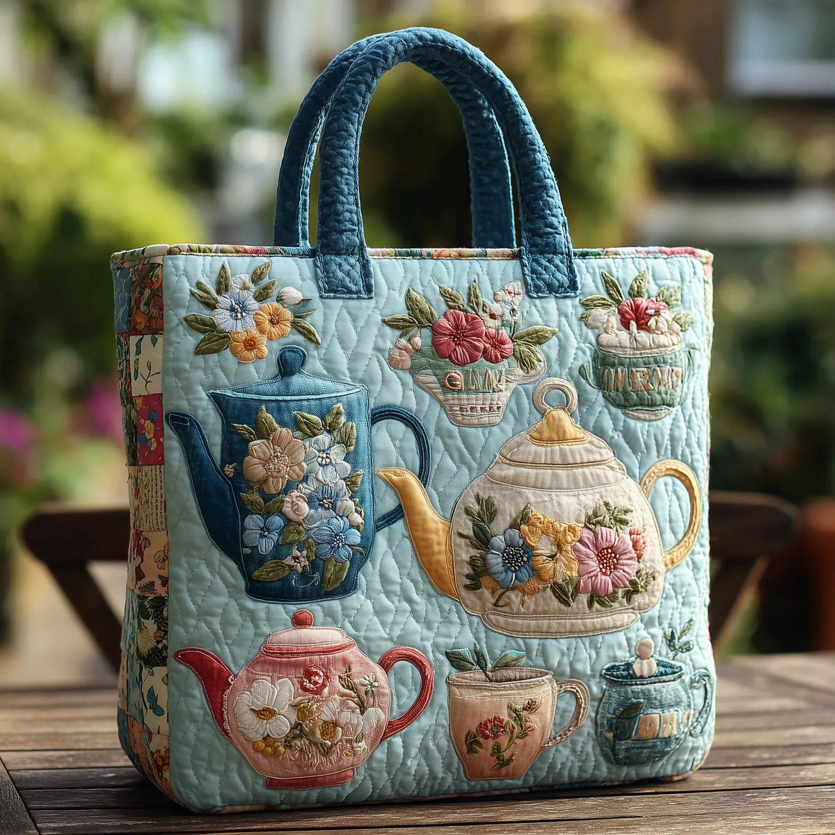 Sac fourre-tout matelassé - Service à thé floral