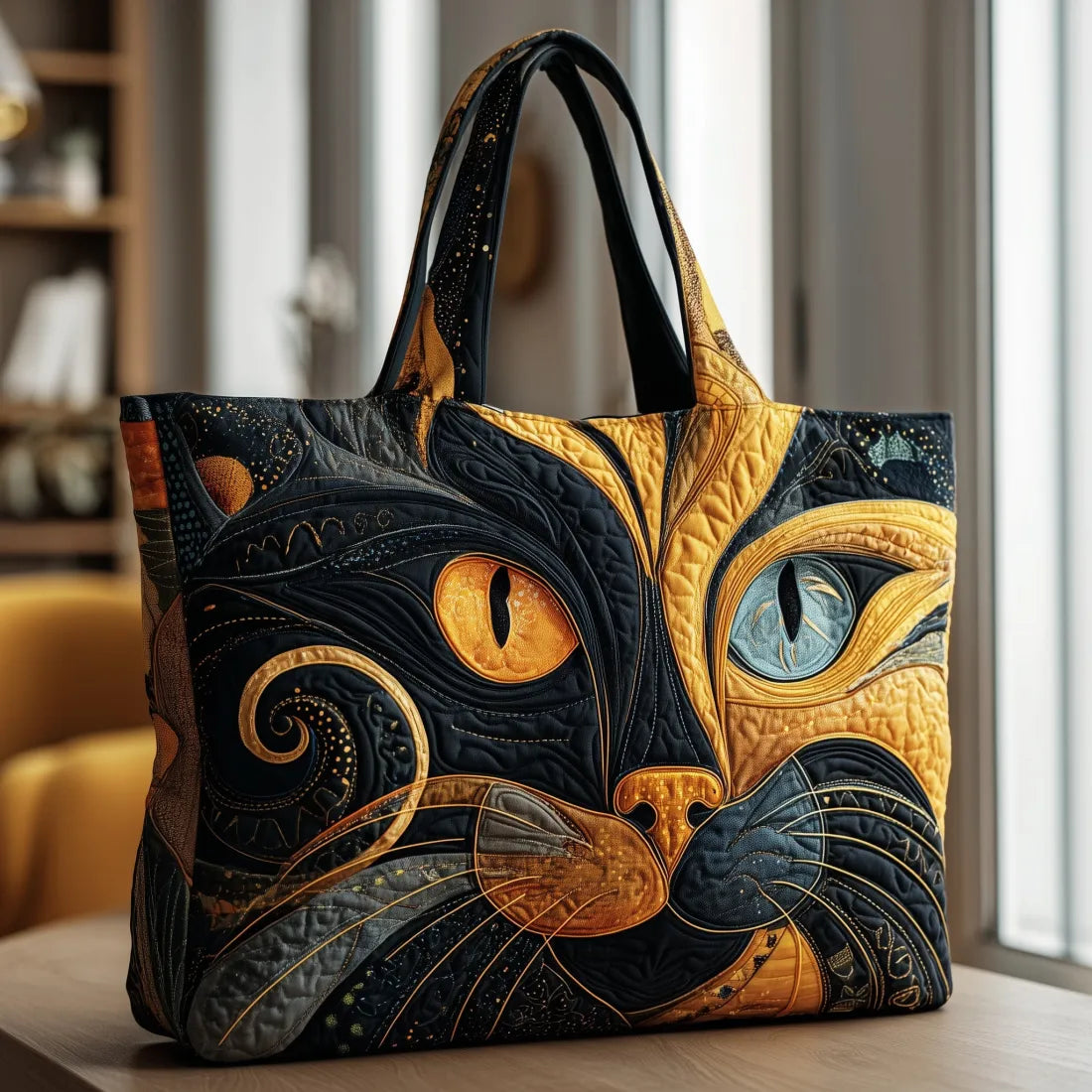 Sac cabas matelassé - Chat mystique