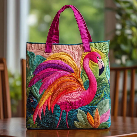 Sac cabas matelassé - flamant rose arc-en-ciel