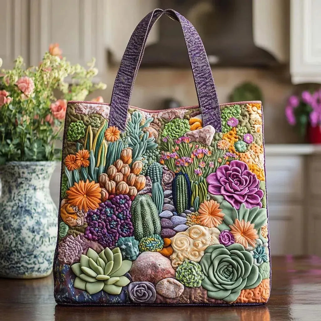 Sac cabas matelassé - Jardin de plantes succulentes