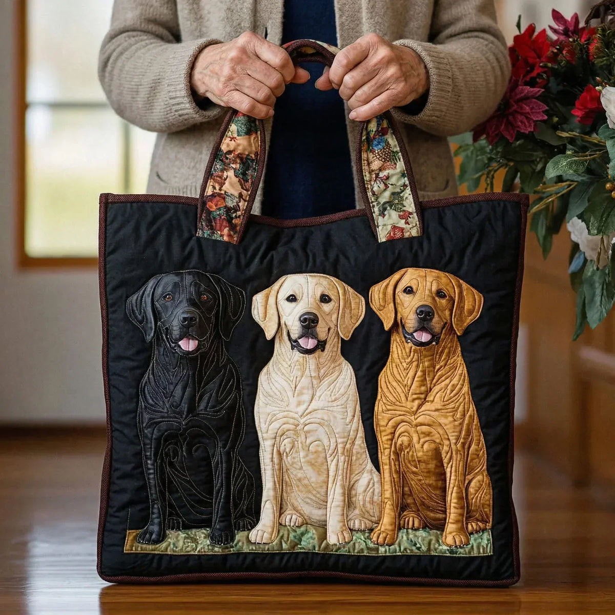 Sac cabas matelassé - Trois labradors