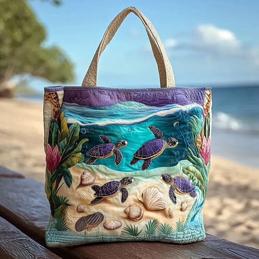 Sac cabas matelassé - Tortues dans le lagon
