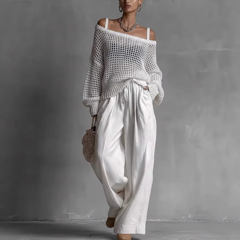 Claribel | Ensemble épaule dénudée et pantalon large