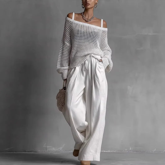Claribel | Ensemble épaule dénudée et pantalon large