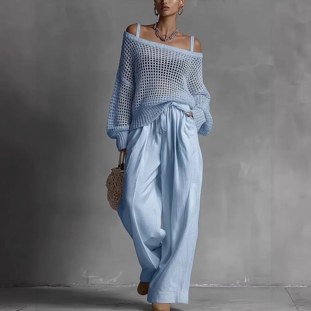 Claribel | Ensemble épaule dénudée et pantalon large