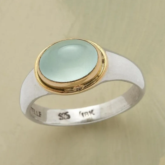 Anillo de plata con diamante verde