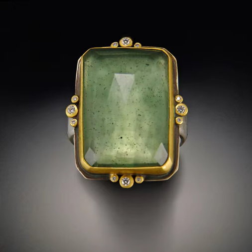 Anillo francés retro de cristal cuadrado