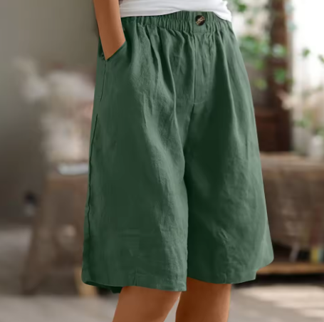 Hana | Pantalones Cortos de Lino con Cintura Elástica
