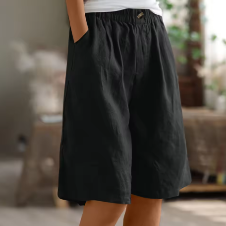 Hana | Pantalones Cortos de Lino con Cintura Elástica