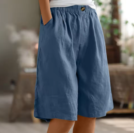 Hana | Pantalones Cortos de Lino con Cintura Elástica