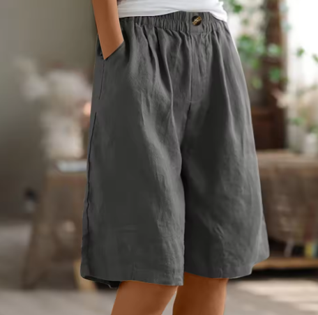 Hana | Pantalones Cortos de Lino con Cintura Elástica