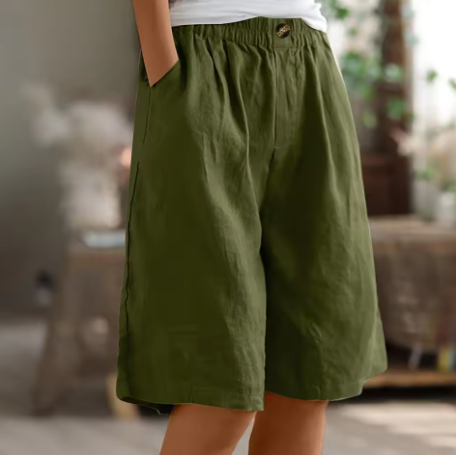 Hana | Pantalones Cortos de Lino con Cintura Elástica