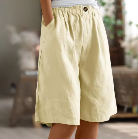 Hana | Pantalones Cortos de Lino con Cintura Elástica