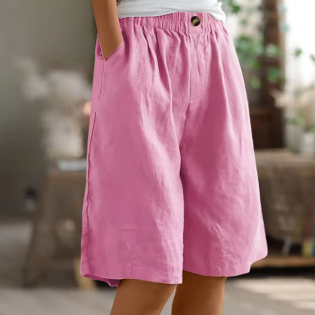 Hana | Pantalones Cortos de Lino con Cintura Elástica
