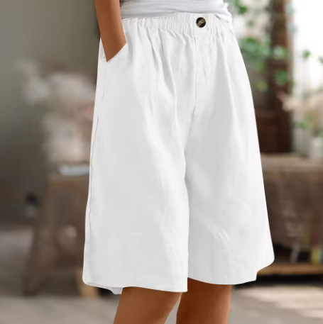 Hana | Pantalones Cortos de Lino con Cintura Elástica