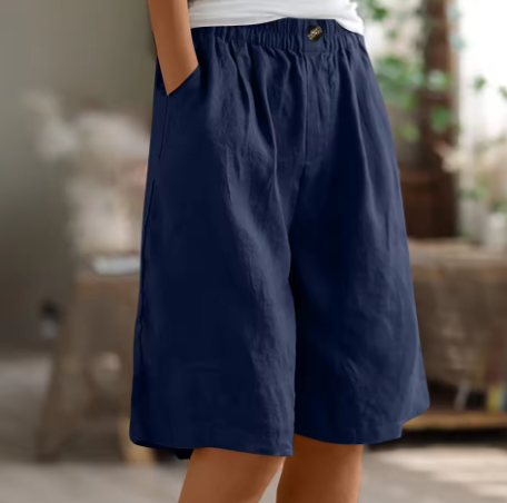 Hana | Pantalones Cortos de Lino con Cintura Elástica