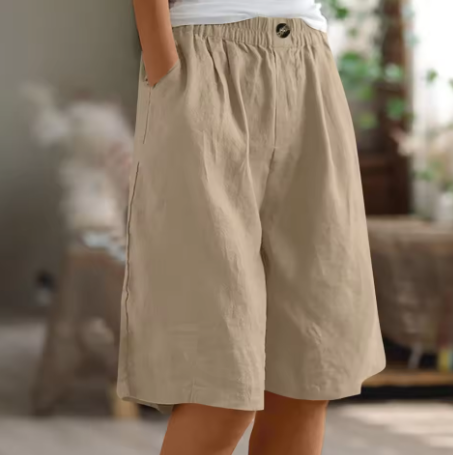 Hana | Pantalones Cortos de Lino con Cintura Elástica