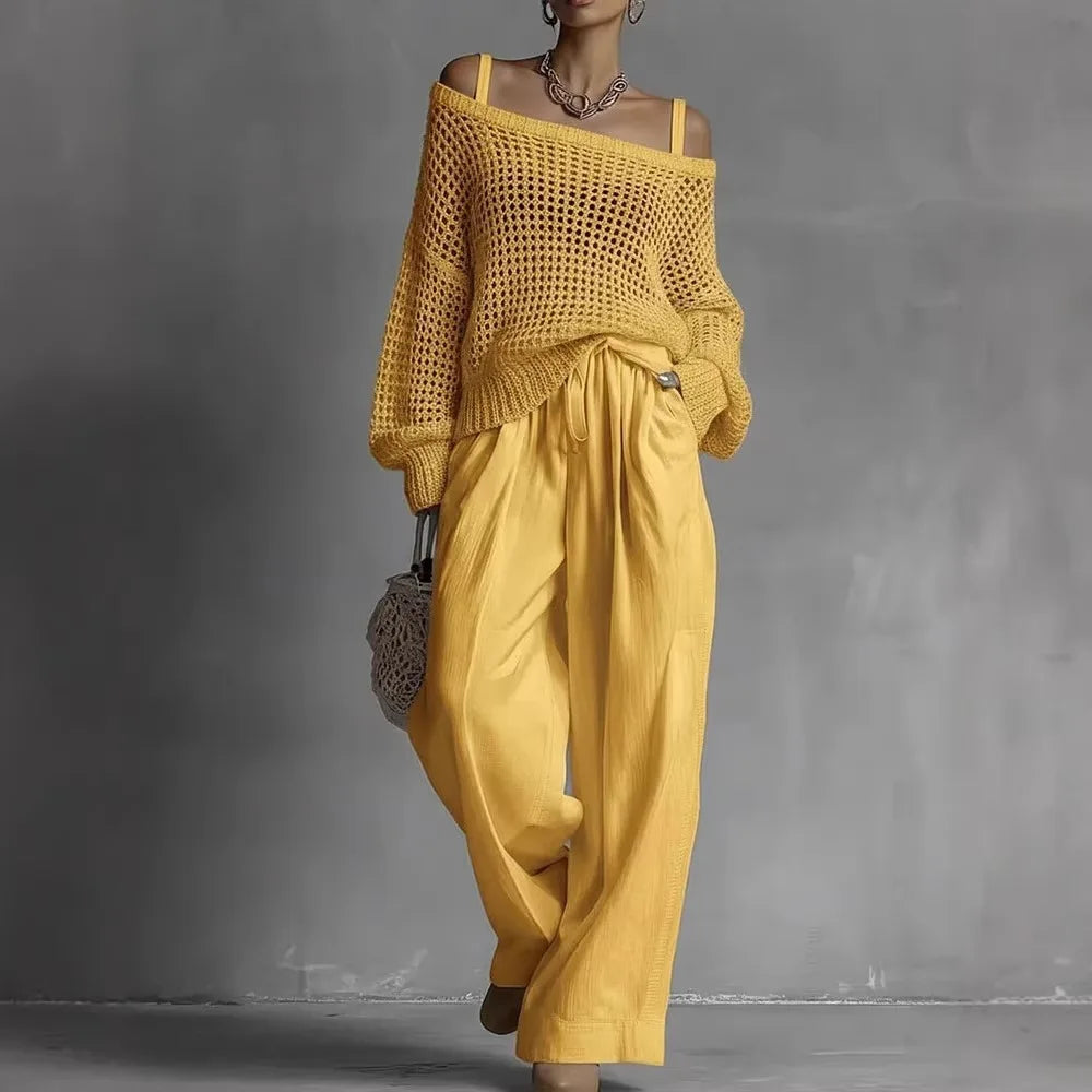 Claribel | Ensemble épaule dénudée et pantalon large
