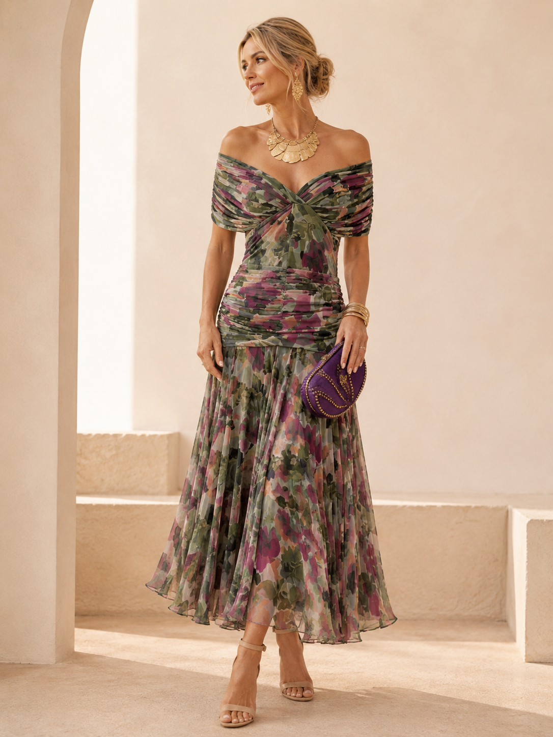 Lydia | Vestido largo con hombros descubiertos