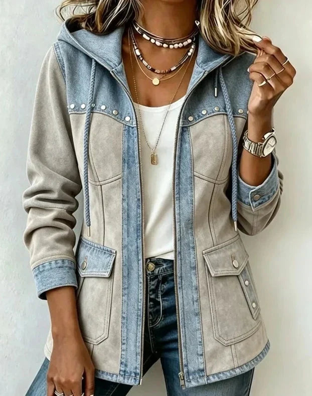 VERONICA - Veste à capuche bimatière, portée