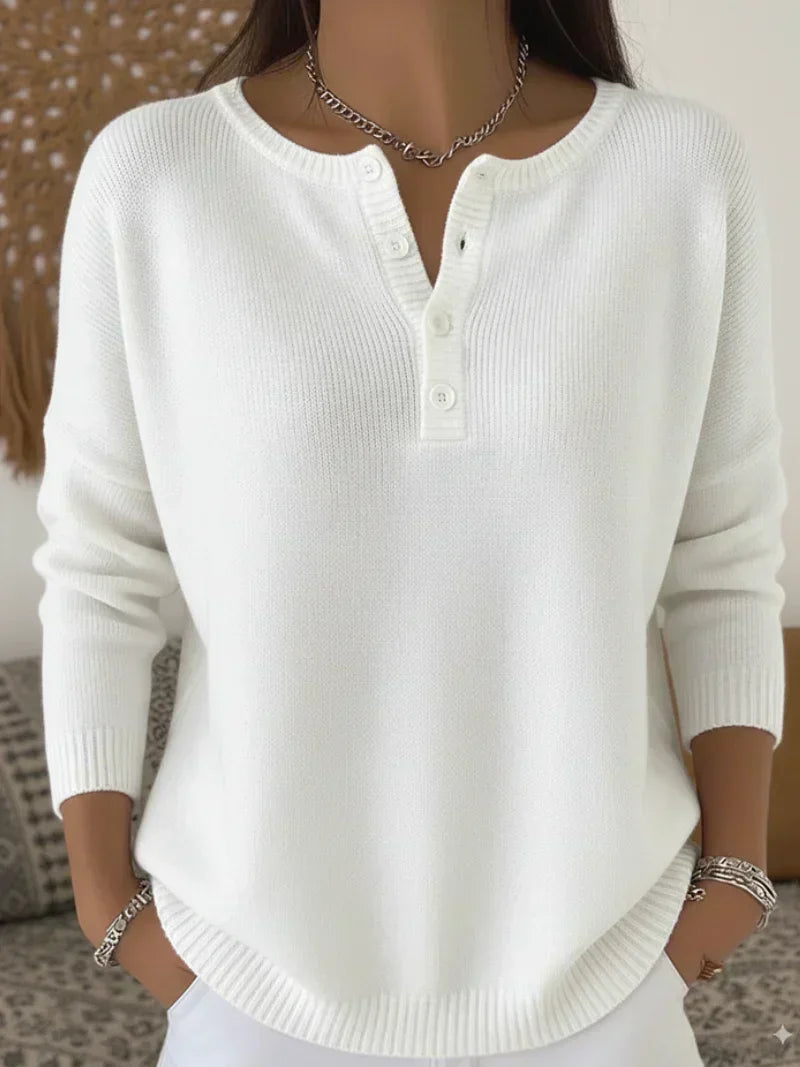 GABRIELLE™ | Jersey de punto con cuello Henley y botones