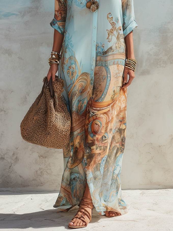 Serena | Robe chemise méditerranéenne