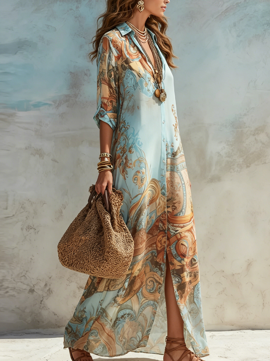 Serena | Robe chemise méditerranéenne