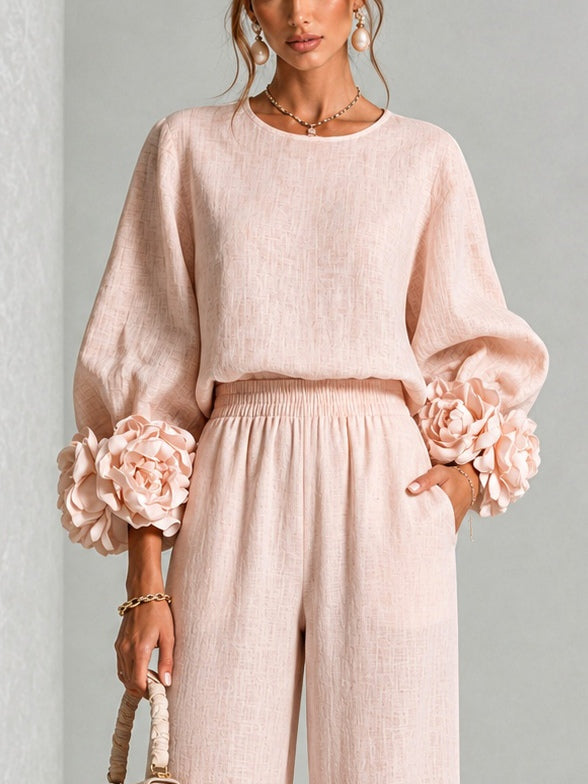 Rosalie | Ensemble Deux Pièces avec Manchettes à Motifs Floraux