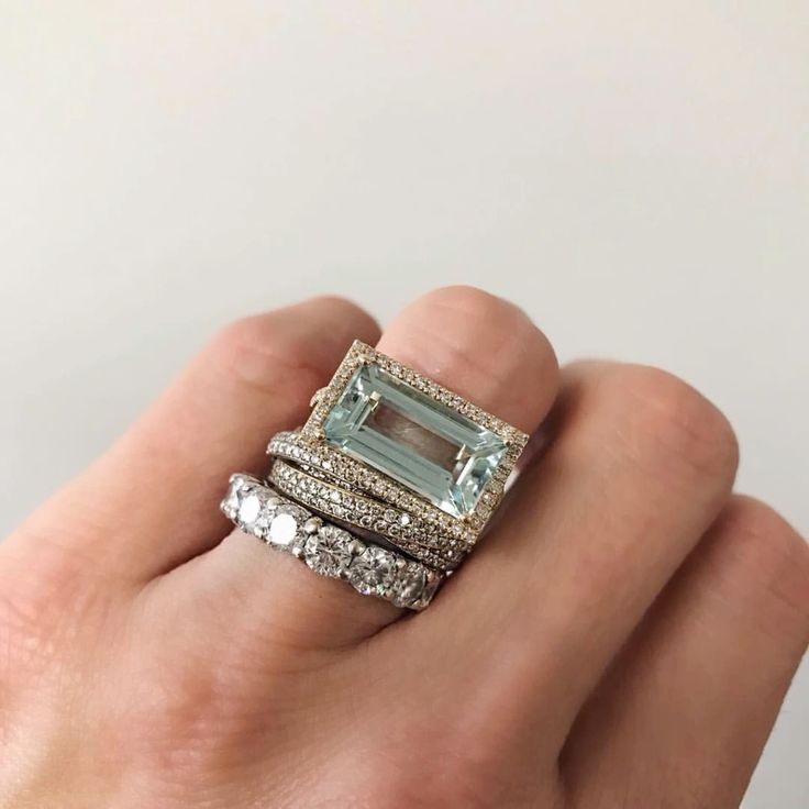 Conjunto de tres anillos de plata vintage con vidrio turquesa (3 anillos)