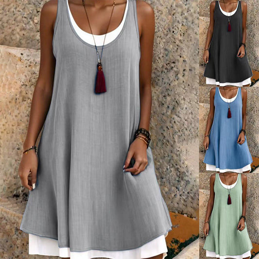 ⏰ Último día de ofertas: 50% de descuento 💃 Conjunto de dos piezas para mujer: vestido tipo camiseta sin mangas, de corte holgado y estilo casual.