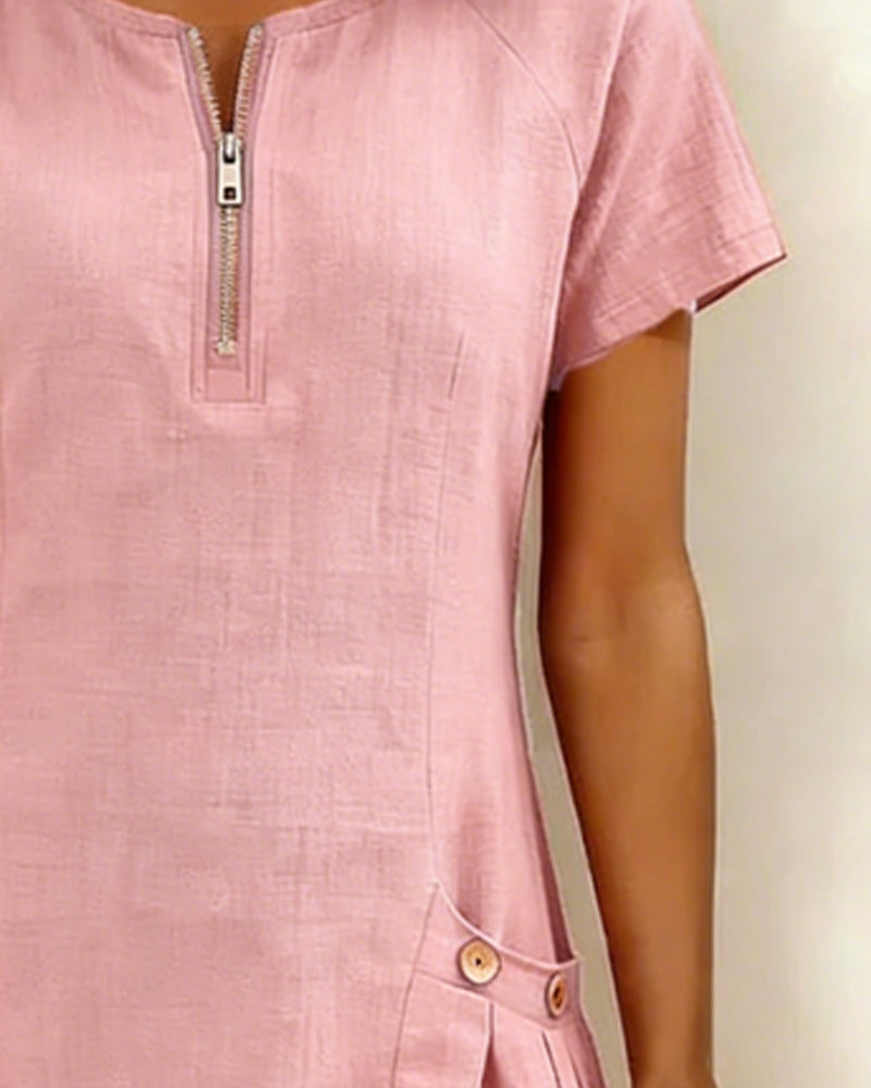 Zelora® | Vestido de algodón con cierre de cremallera