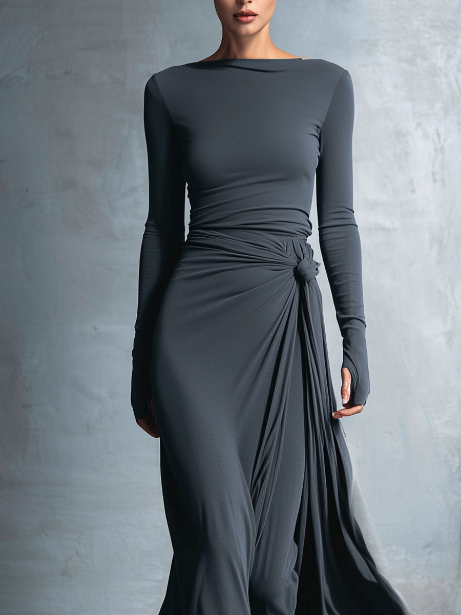 NADÈGE ❘ Robe longue avec nœud latéral