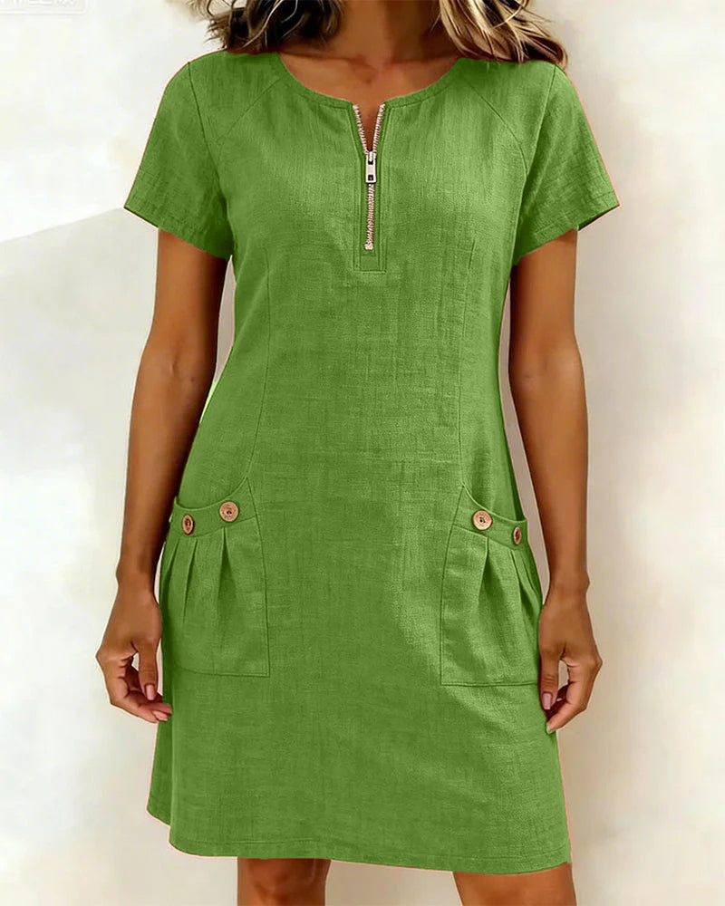 Zelora® | Vestido de algodón con cierre de cremallera