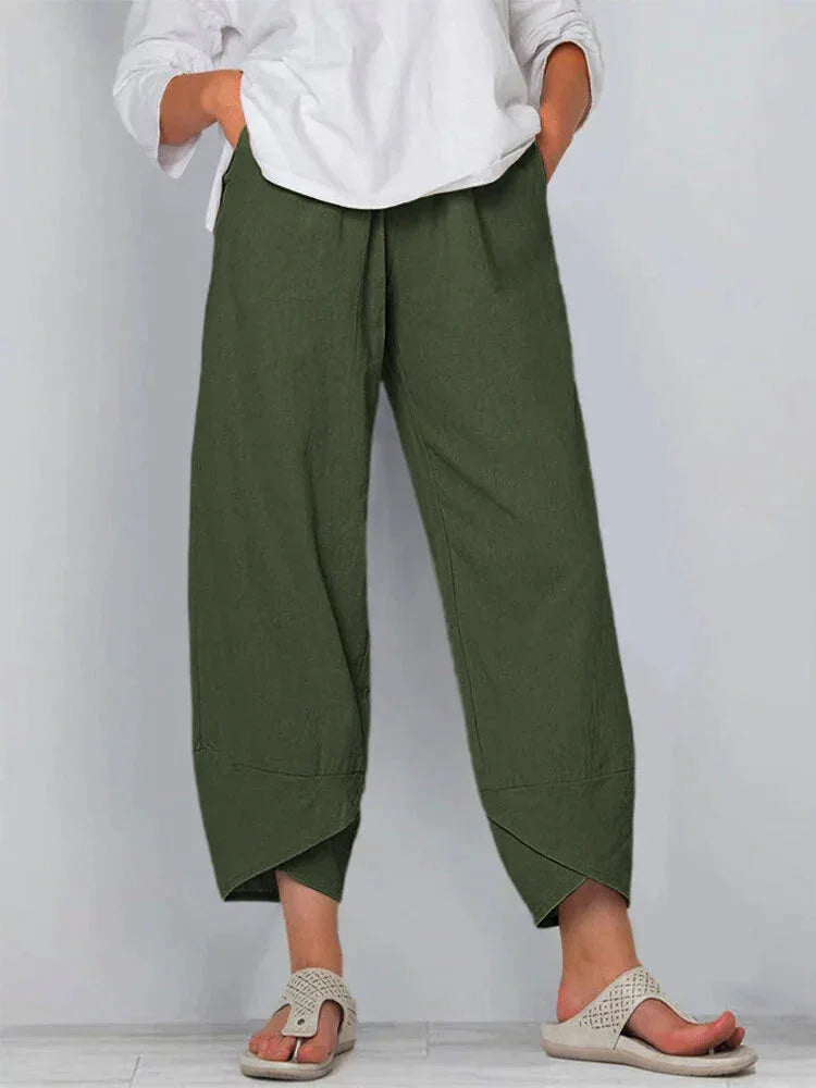 Giulia | Pantalones de lino y algodón de pierna ancha