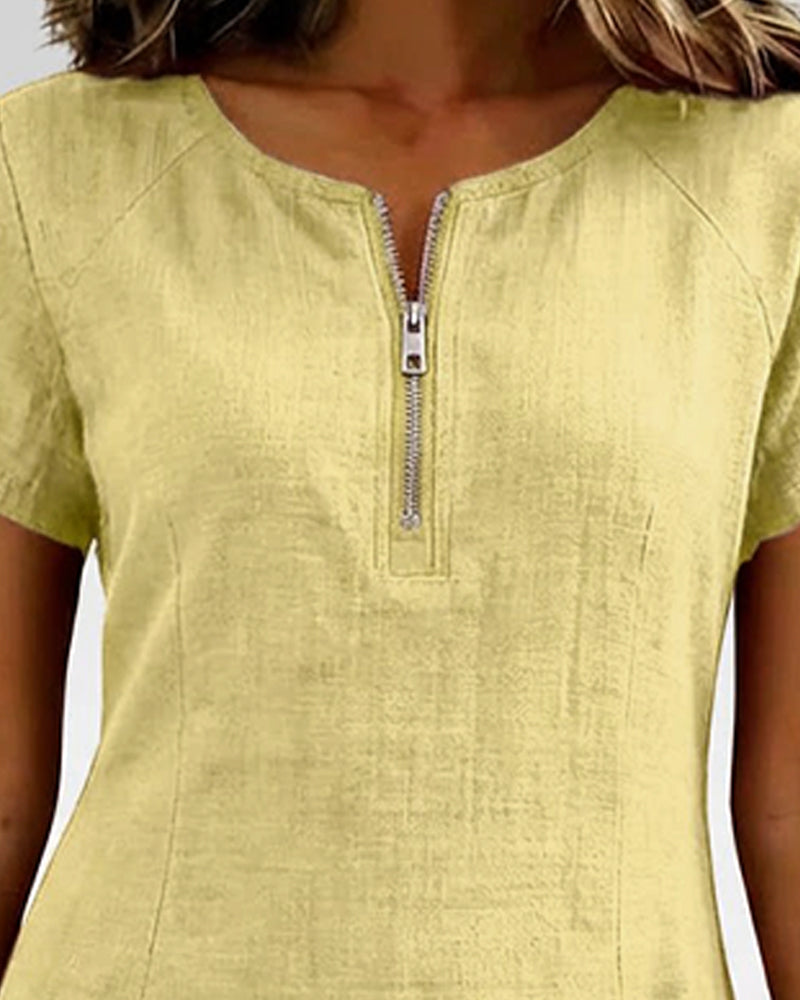 Zelora® | Vestido de algodón con cierre de cremallera